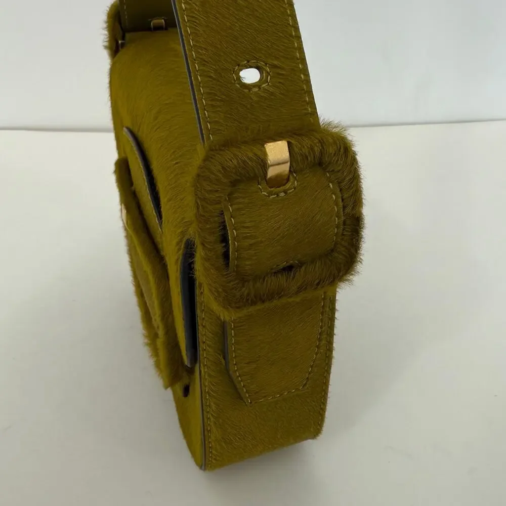 Tory Burch Sawyer Calf Hair Mini Shoulder Bag in Olive Green